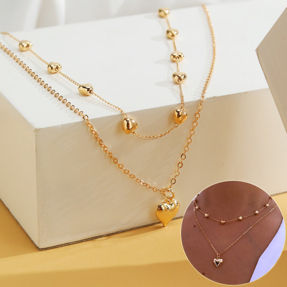 Double-layer Gold Heart Necklace