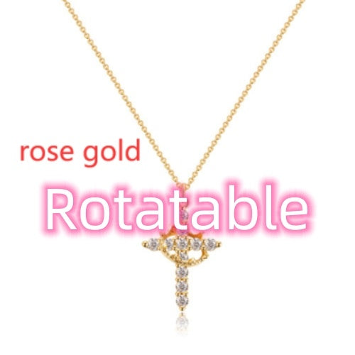 Diamond Crown Rotatable Necklace