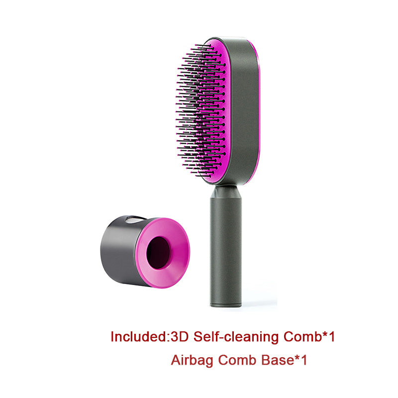 Self Cleaning Hair Brush One-key Cleaning Hair Loss Airbag Massage Scalp Comb Anti-Static Hairbrush