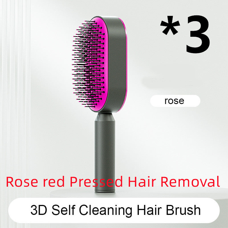 Self Cleaning Hair Brush One-key Cleaning Hair Loss Airbag Massage Scalp Comb Anti-Static Hairbrush