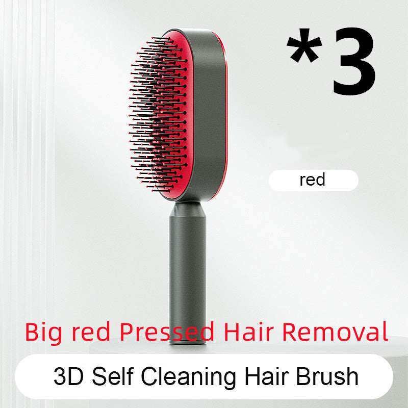 Self Cleaning Hair Brush One-key Cleaning Hair Loss Airbag Massage Scalp Comb Anti-Static Hairbrush