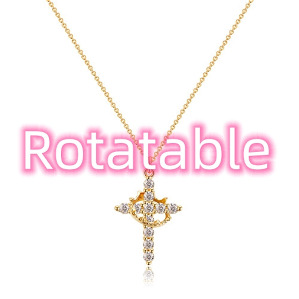 Diamond Crown Rotatable Necklace