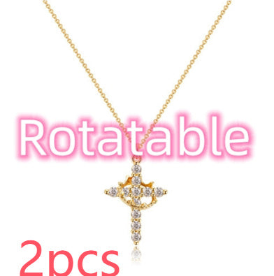 Diamond Crown Rotatable Necklace