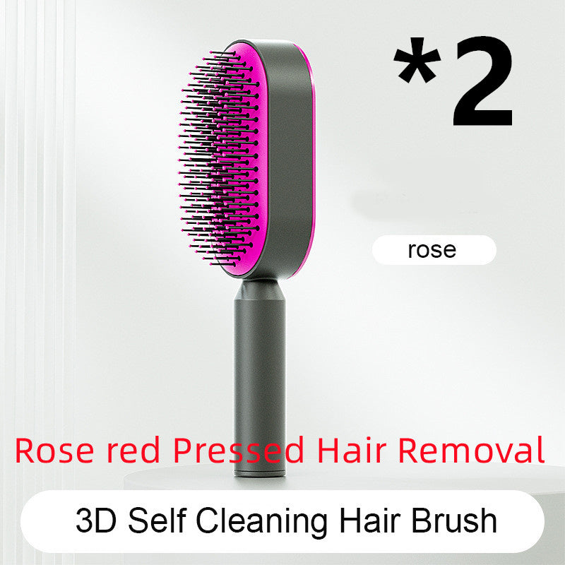 Self Cleaning Hair Brush One-key Cleaning Hair Loss Airbag Massage Scalp Comb Anti-Static Hairbrush