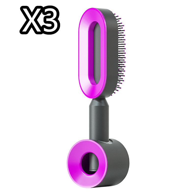 Self Cleaning Hair Brush One-key Cleaning Hair Loss Airbag Massage Scalp Comb Anti-Static Hairbrush