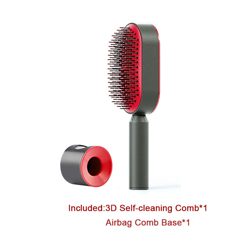 Self Cleaning Hair Brush One-key Cleaning Hair Loss Airbag Massage Scalp Comb Anti-Static Hairbrush