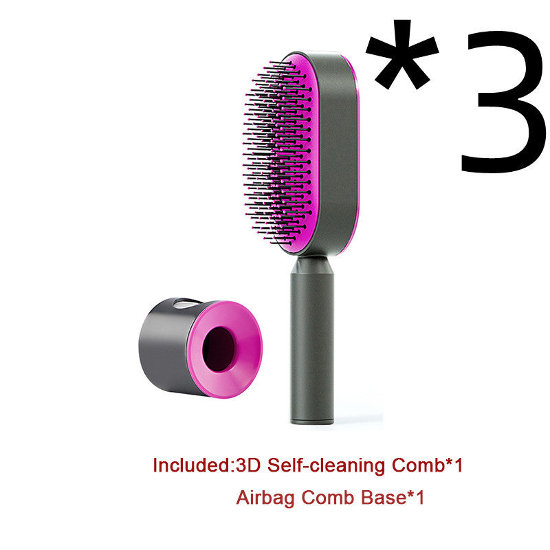 Self Cleaning Hair Brush One-key Cleaning Hair Loss Airbag Massage Scalp Comb Anti-Static Hairbrush