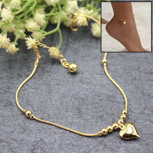 Gold Ball-Beaded Anklet