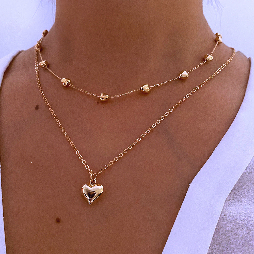 Double-layer Gold Heart Necklace