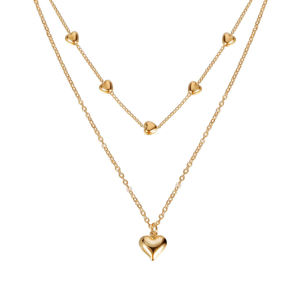 Double-layer Gold Heart Necklace