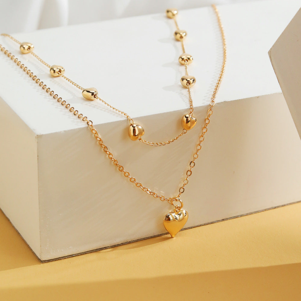 Double-layer Gold Heart Necklace