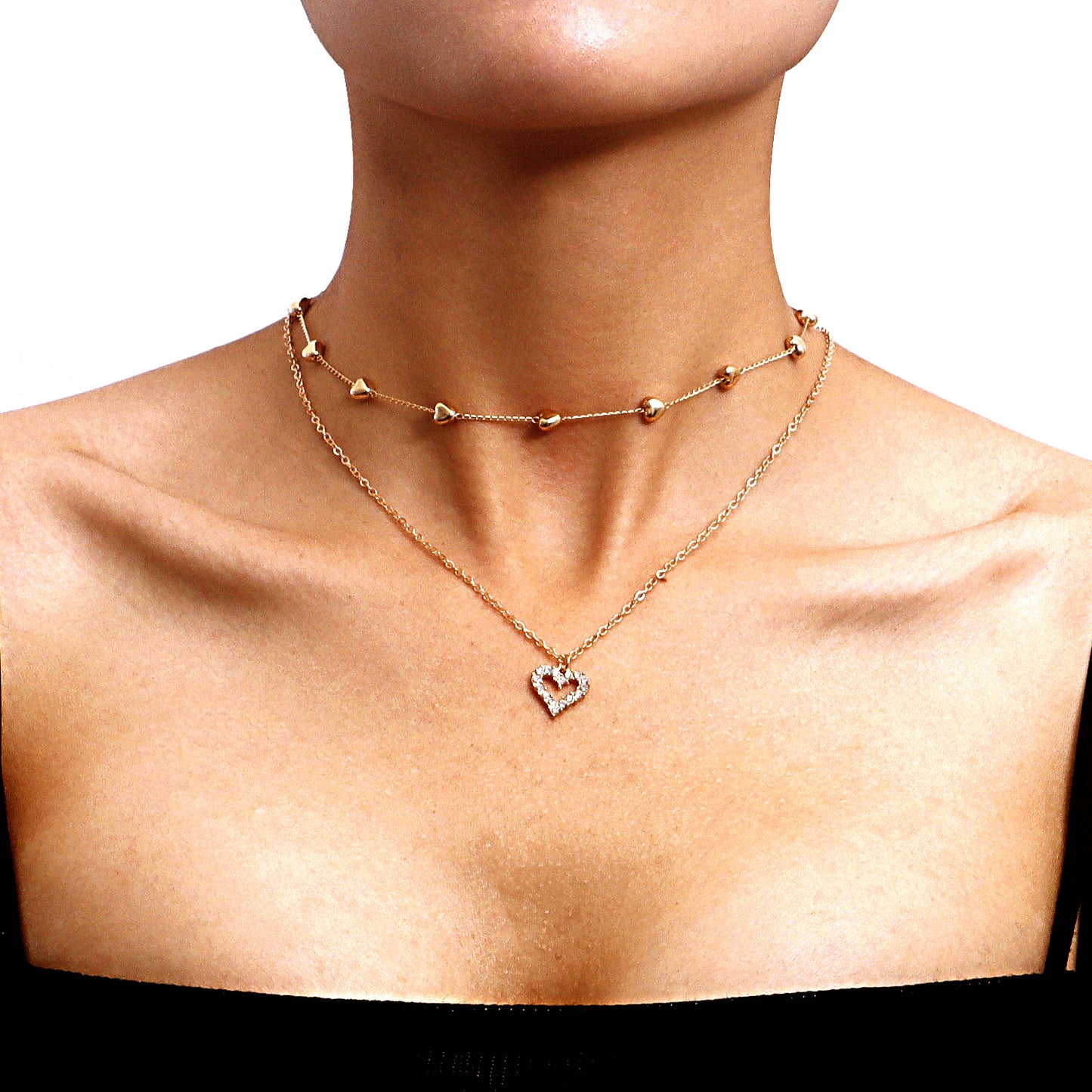 Double-layer Gold Heart Necklace