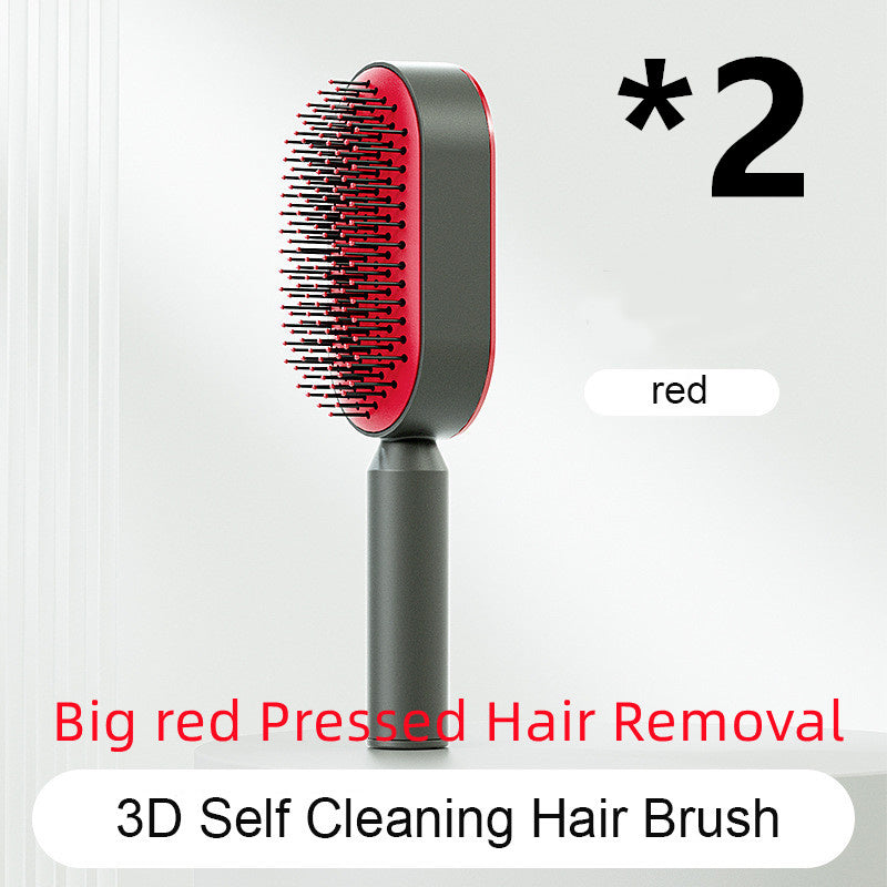 Self Cleaning Hair Brush One-key Cleaning Hair Loss Airbag Massage Scalp Comb Anti-Static Hairbrush