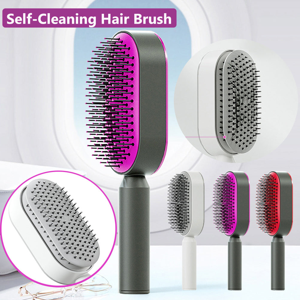 Self Cleaning Hair Brush One-key Cleaning Hair Loss Airbag Massage Scalp Comb Anti-Static Hairbrush