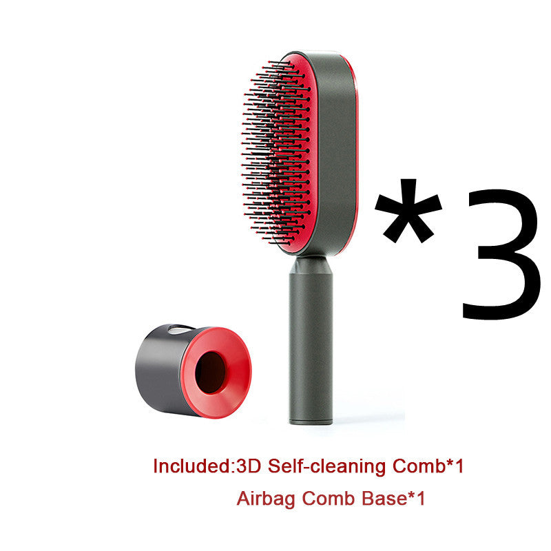 Self Cleaning Hair Brush One-key Cleaning Hair Loss Airbag Massage Scalp Comb Anti-Static Hairbrush