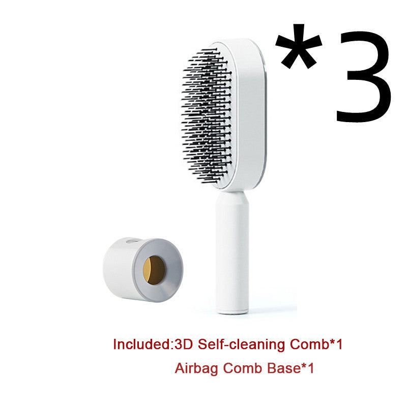 Self Cleaning Hair Brush One-key Cleaning Hair Loss Airbag Massage Scalp Comb Anti-Static Hairbrush