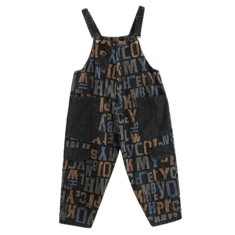 New Literary Retro Denim Overalls